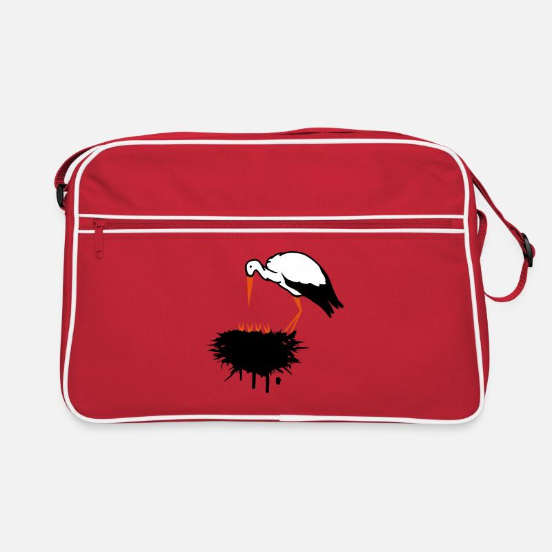 Cigogne et son nid avec des graffitis de progéniture Sac Retro