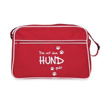 Die mit dem Hund geht - Retro Tasche - Rot/Weiß - Vorne