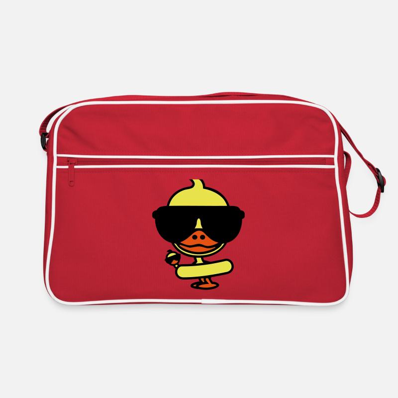 Coole Ente im Urlaub - Retro Tasche - Rot/Weiß