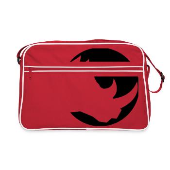circle round head silhouette rhino horn rhino thick - Retro Bag - red/white - Front