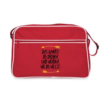 Das kannst du drehen und wenden wie du willst - Retro Tasche - Rot/Weiß - Vorne