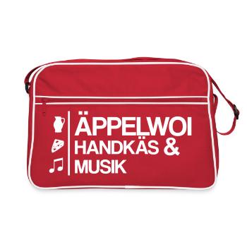 Äppelwoi, Handkäs und Musik - Retro Tasche - Rot/Weiß - Vorne