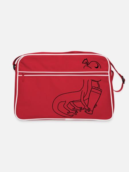 gecko lizard beer bavaria alcohol sau - Retro Bag - red/white - Front