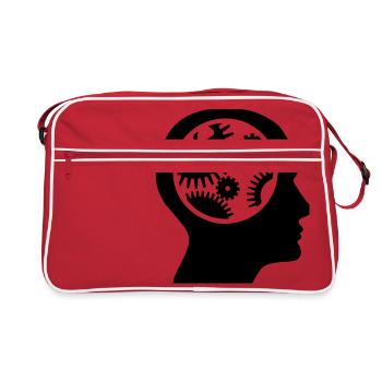 Engrenages dans la tête - silhouette - Sac Retro - rouge/blanc - Devant