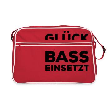 Glück ist, wenn der Bass einsetzt. Musik Rocker - Retro Tasche - Rot/Weiß - Vorne