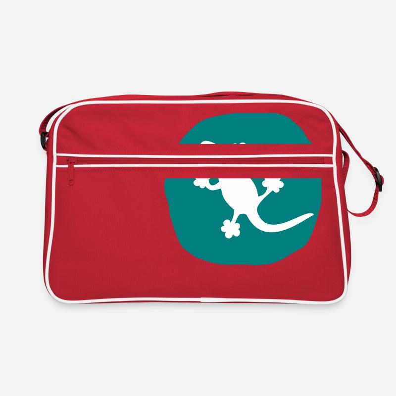 Gecko Echse Salamander handgezeichnet Geschenkidee Retro Tasche