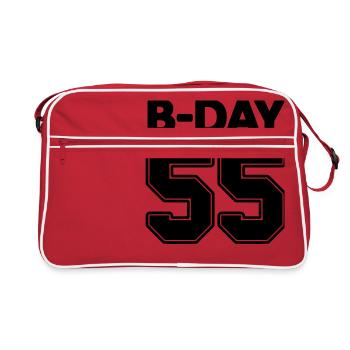 Nummer 55 / 55. Geburtstag Schnapszahl Trikot - Retro Tasche - Rot/Weiß - Vorne