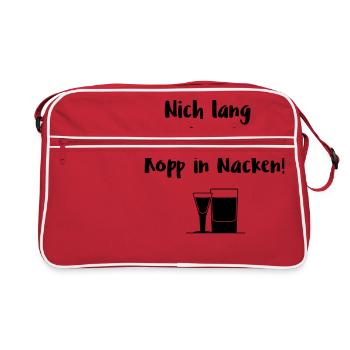 Nich lang schnacken, Kopp in Nacken! - Retro Tasche - Rot/Weiß - Vorne