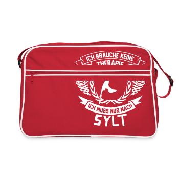 Ich brauche keine Therapie, ich muss nur nach Sylt - Retro Tasche - Rot/Weiß - Vorne