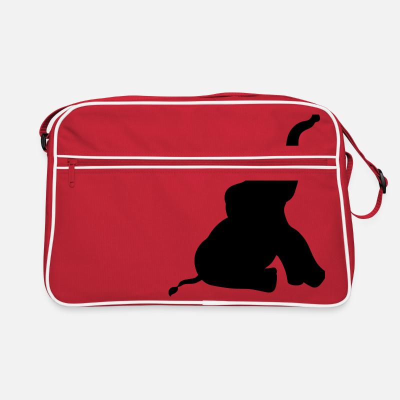 silhouette schatten umriss elefant klein sitzend s - Retro Tasche - Rot/Weiß