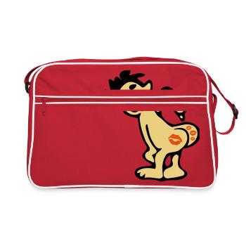 😘💋Kiss My Ass-Funny Comic Insult😂 - Sac Retro - rouge/blanc - Devant