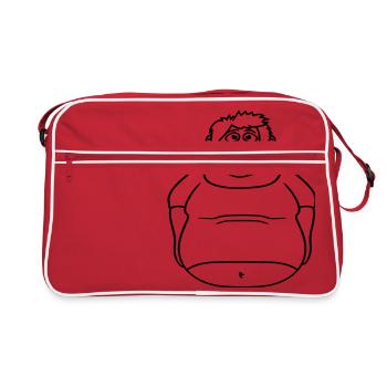 circle ball man fat thick clipart cartoon cartoon lu - Retro Bag - red/white - Front
