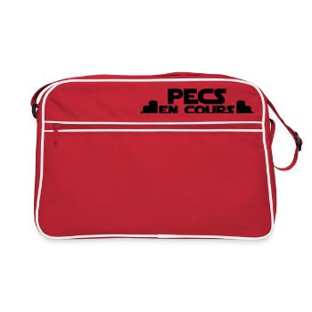 pecs en cours,citations,message,muscu - Sac Retro - rouge/blanc - Devant