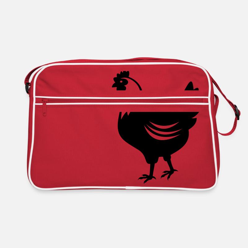 Huhn - Henne - Retro Tasche - Rot/Weiß