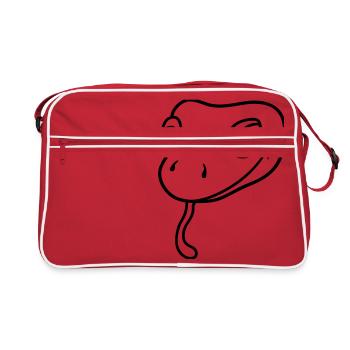 gesicht kopf gecko eidechse echse schlange reptil - Retro Tasche - Rot/Weiß - Vorne
