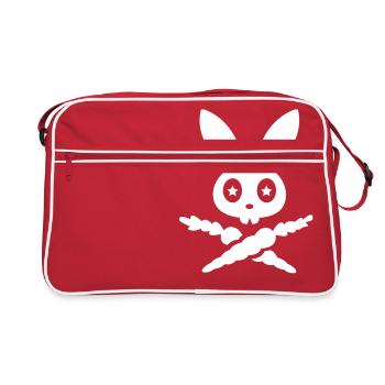 Skully Sternauge auge hase kaninchen bunny häschen - Retro Tasche - Rot/Weiß - Vorne