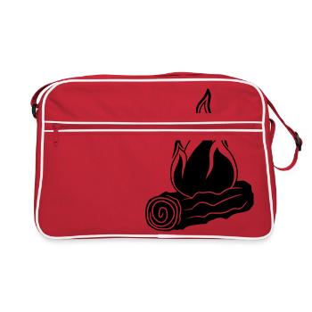 trunk branch wood forest tree woodcut forest fire bran - Retro Bag - red/white - Front