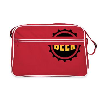 Bier Beer Bierdeckel Flaschenbier Kronkorken Durst - Retro Tasche - Rot/Weiß - Vorne