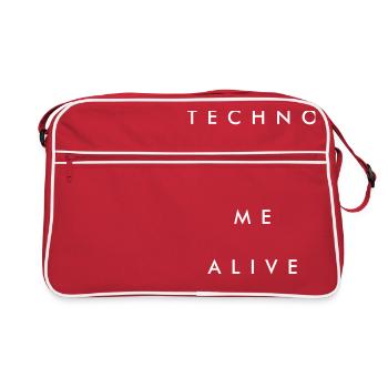 La techno me maintient en vie - Sac Retro - rouge/blanc - Devant