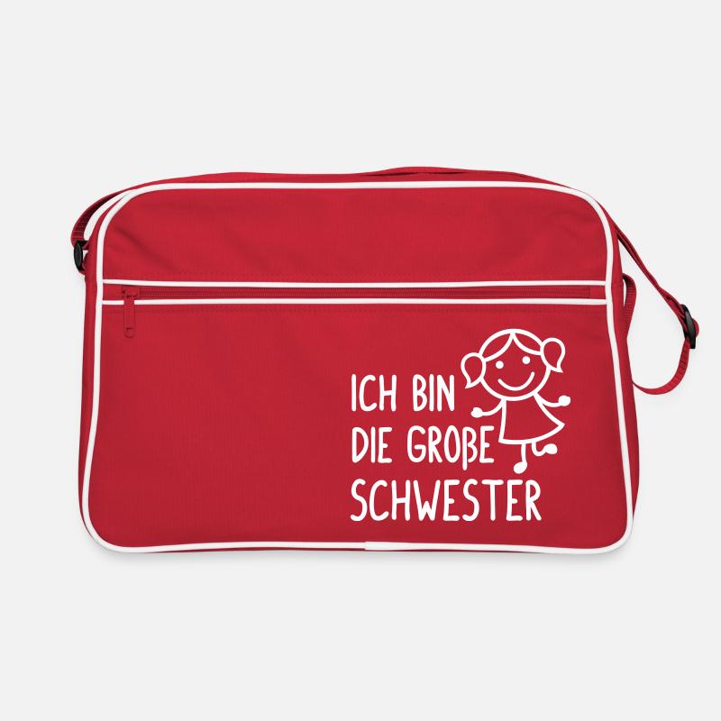Die große Schwester - Retro Tasche - Rot/Weiß