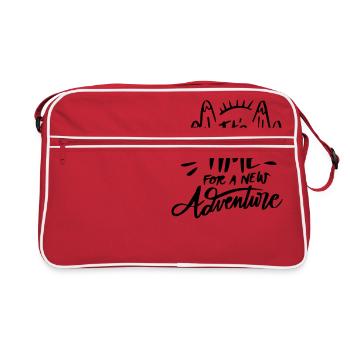 It's time for a new adventure saying text mountains - Retro Bag - red/white - Front