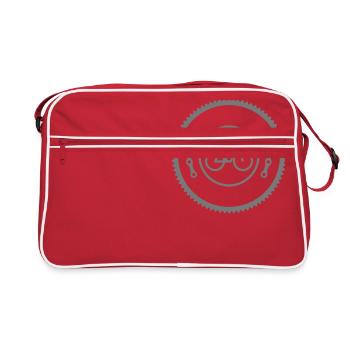 Vintage Retro Bicycle Bike Logo Symbol Driving Wheel - Retro Bag - red/white - Front