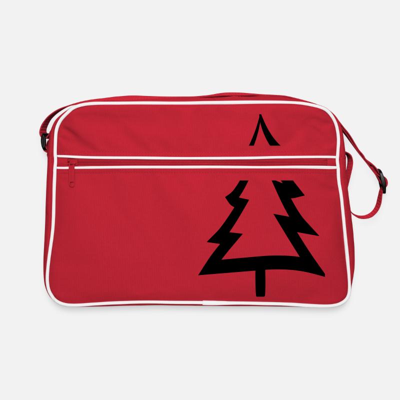 christmas tree christmas tree text design logo fir s - Retro Bag - red/white