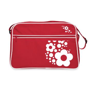 Blumen - Muster - Retro Tasche - Rot/Weiß - Vorne