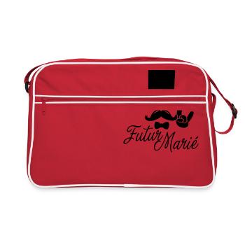 Future Married Life Burial vintage mustache boss - Retro Bag - red/white - Front