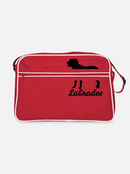 Labrador Retriever - Cadeau pour chien Labbi - Sac Retro - rouge/blanc - Devant