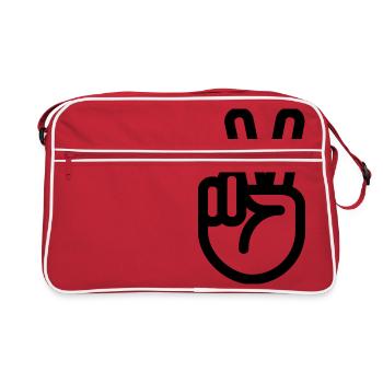Finger - Geste de la main de la paix - Sac Retro - rouge/blanc - Devant