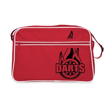 schwarz darts brennen feuer zielscheibe flammen he - Retro Tasche - Rot/Weiß - Vorne