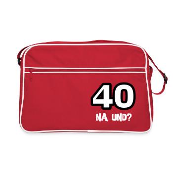 Zum 40. Geburtstag ein Shirt „40 na und?“ - Retro Tasche - Rot/Weiß - Vorne