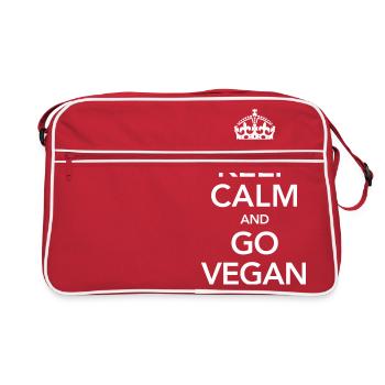 Keeo Calm And Go Vegan - Retro Tasche - Rot/Weiß - Vorne