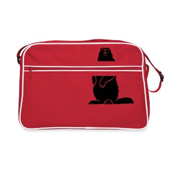 Murmeltier Alpen Alps Berge Groundhog Erdhörnchen - Retro Tasche - Rot/Weiß - Vorne