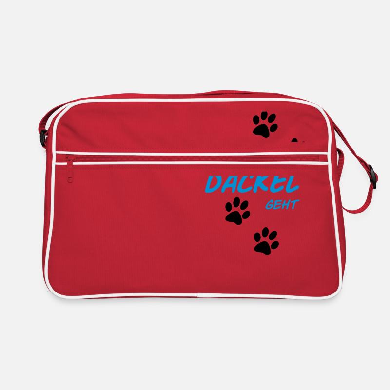 Der mit dem Dackel geht - Retro Tasche - Rot/Weiß