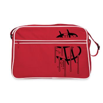 graffiti blood drop wet spray dollar symbol zei - Retro Bag - red/white - Front