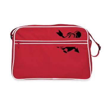 Eine Wecker mit einem Pfeil - Retro Tasche - Rot/Weiß - Vorne