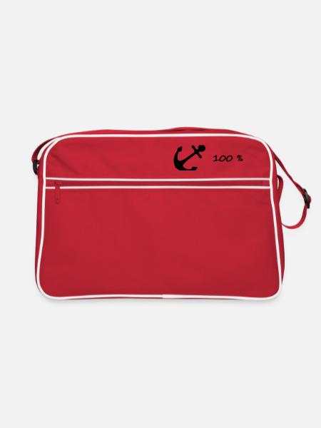 100 % Küstengirl - Retro Tasche - Rot/Weiß - Vorne