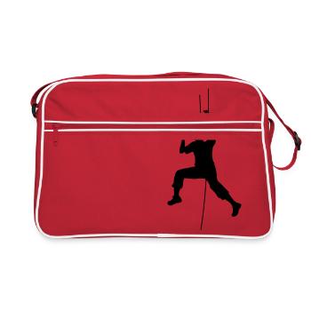 mountaineer climbing mountains high sport hobby freize - Retro Bag - red/white - Front