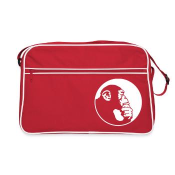 Der Denkeraffe - Retro Tasche - Rot/Weiß - Vorne
