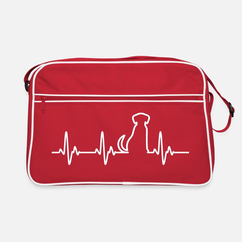 Hunde Herz - Retro Tasche - Rot/Weiß