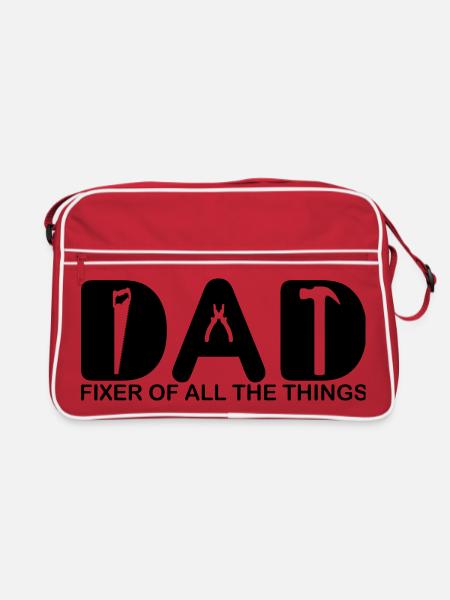 Papa. Fixierer aller Dinge. - Retro Tasche - Rot/Weiß - Vorne