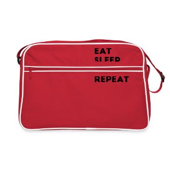 Remplissez Eat Sleep Repeat en disant le modèle de texte - Sac Retro - rouge/blanc - Devant