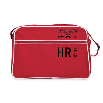 Föhr-Koordinaten - Retro Tasche - Rot/Weiß - Vorne