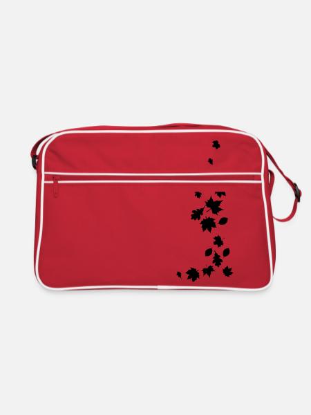 Autumn leaves leaves maple tree oak beech forest park - Retro Bag - red/white - Front