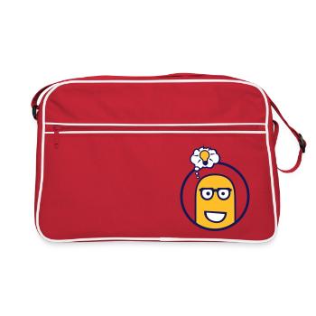 Cute Comic Character (Glasses, Circle) - Retro Bag - red/white - Front