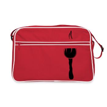 black night walk torch light bright fire fla - Retro Bag - red/white - Front