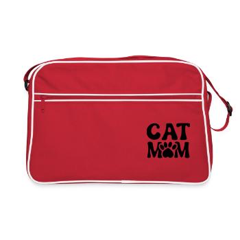 MOM MAMA MOMMY CATS PUSSY MEOW HANGOVER SAYING MOTIF - Retro Bag - red/white - Front