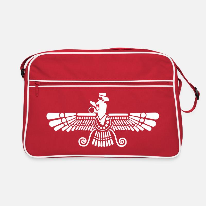 Ash (graumeliert) Farvahar / Zarathustra / Iran - Retro Tasche - Rot/Weiß